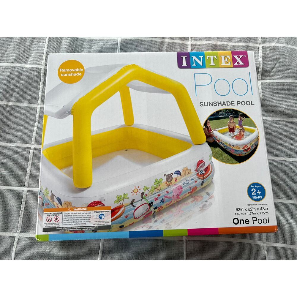 Intex Sunshade Inflatable Pool, 1 pool, portable swimming 62inx62inx48in - Picture 3 of 7